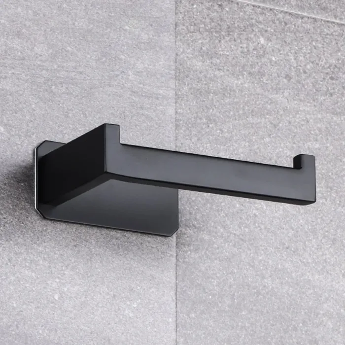 Portarrollos de Acero Inoxidable Autoadhesivo para Baño - Sin Tornillos, Acabado Negro - Imagen 3