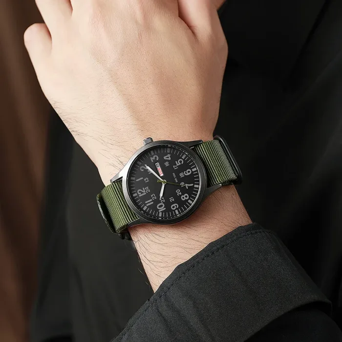TPW Field Watch Easy Reading Fabric Strap 24 Hours Display Quartz Movement - Imagen 6