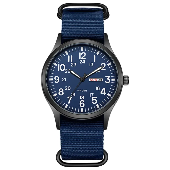 TPW Field Watch Easy Reading Fabric Strap 24 Hours Display Quartz Movement - Imagen 4