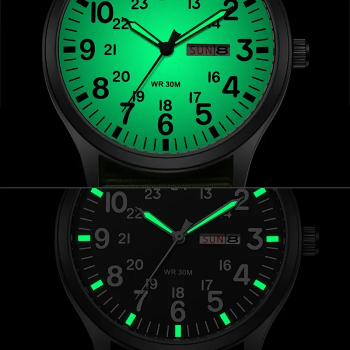 TPW Field Watch Easy Reading Fabric Strap 24 Hours Display Quartz Movement - Imagen 2
