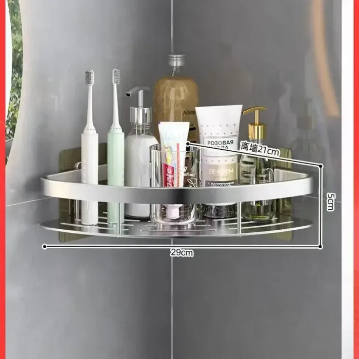 Storage Organizer Shower Shelf Bathroom Shelf Aluminum Alloy Shampoo Rack Makeup Bathroom Accessories No Drill Wall Corner Shelf - Imagen 5