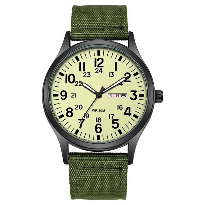 TPW Field Watch Easy Reading Fabric Strap 24 Hours Display Quartz Movement - Imagen 3